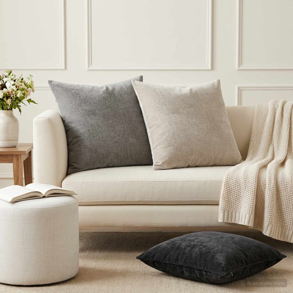 vidaXL Kuddöverdrag 6 st HEERLEN Antracit 60 x 60 cm Chenilletyg