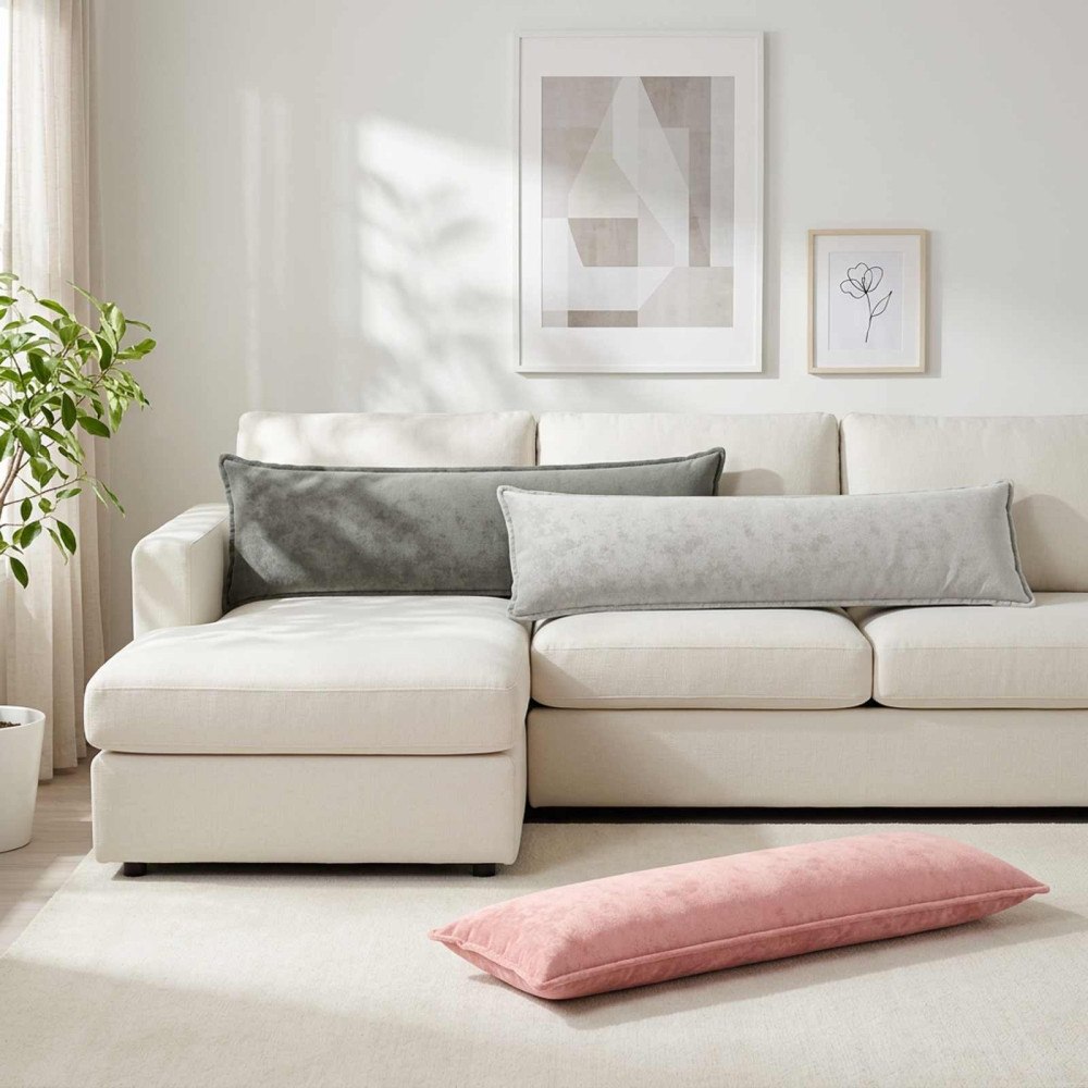 vidaXL Kuddöverdrag HOUTEN Ljusgrå 40 x 145 cm Flanell