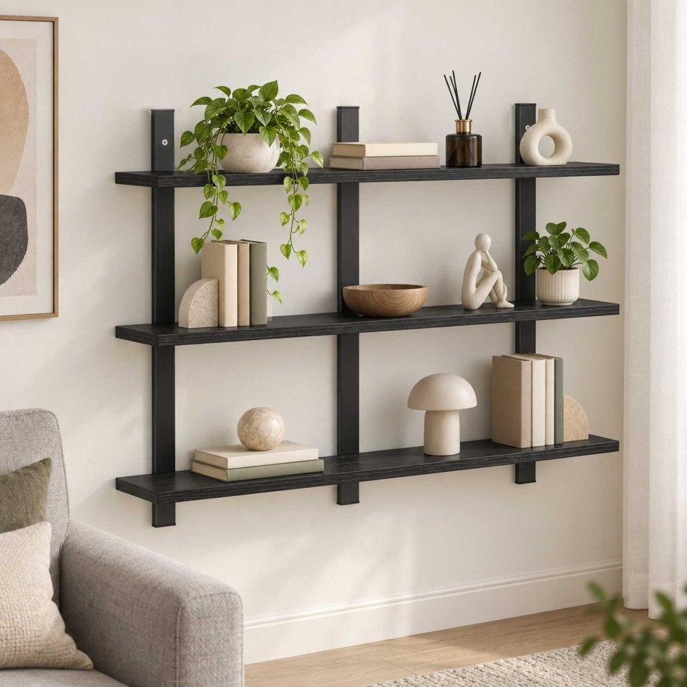 vidaXL Vägg hylla Svart ek 79.5 x 13.5 x 58 cm Konstruerat trä