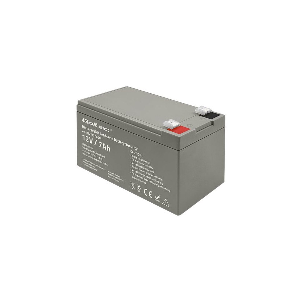 Qoltec Qoltec - UPS-batteri - AGM-batteri, max. 105A, säkerhet - Bly-syra - 7 Ah