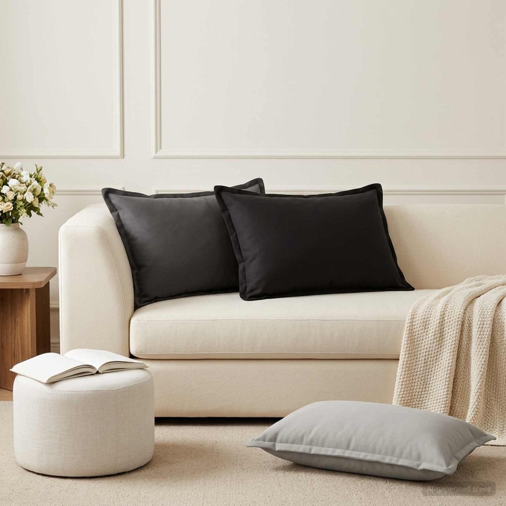 vidaXL Kudde 2 st HOUTEN Svart 50 x 70 cm Polyester