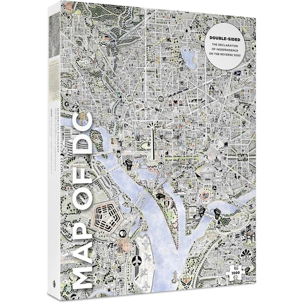 Pomegranate Europe Ltd Gareth Fuller: Map of DC and The Declaration of Independence 1000-Piece Double Sided Jigsaw Puzzle