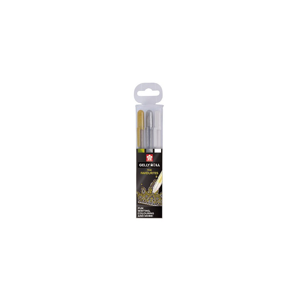 Sakura Sakura Gelly Roll – guld, silver och vit, 3-pack / Gelly Roll Mixed Set 3 A