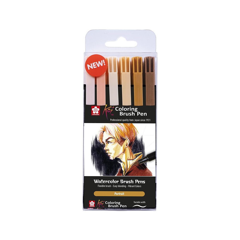 Sakura Sakura Koi Coloring Brush Pen – 6-pack / Koi colouring brush pen set 6 Portrait