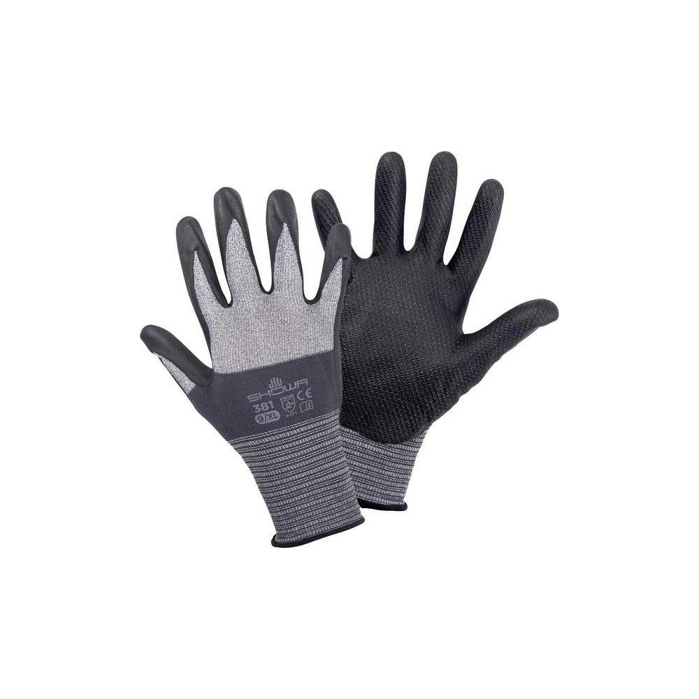 Showa Showa 4704 XL, Arbetshandskar, Svart, Grå, XL, Nitril, Spand...