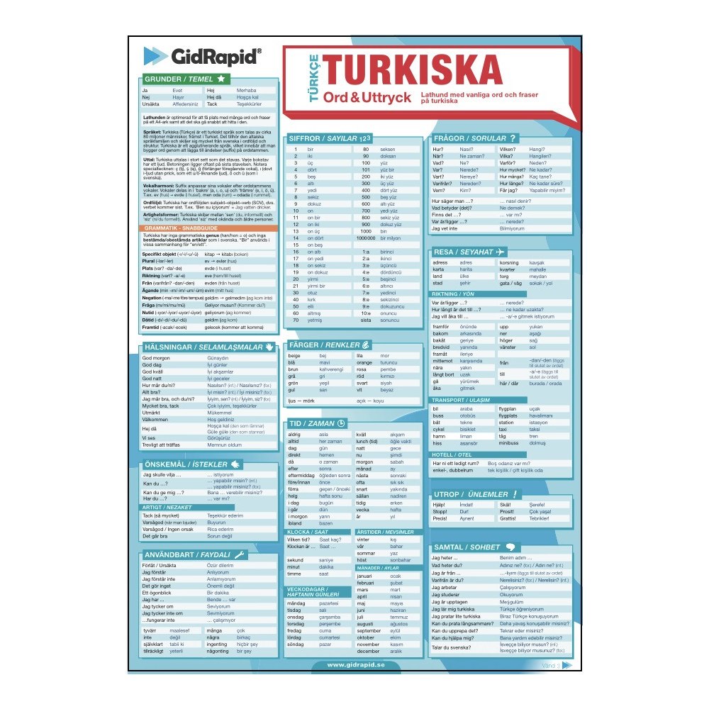Daniel Eriksson Turkiska Ord & Uttryck - Lathund med vanliga ord och fraser på turkiska (bok)