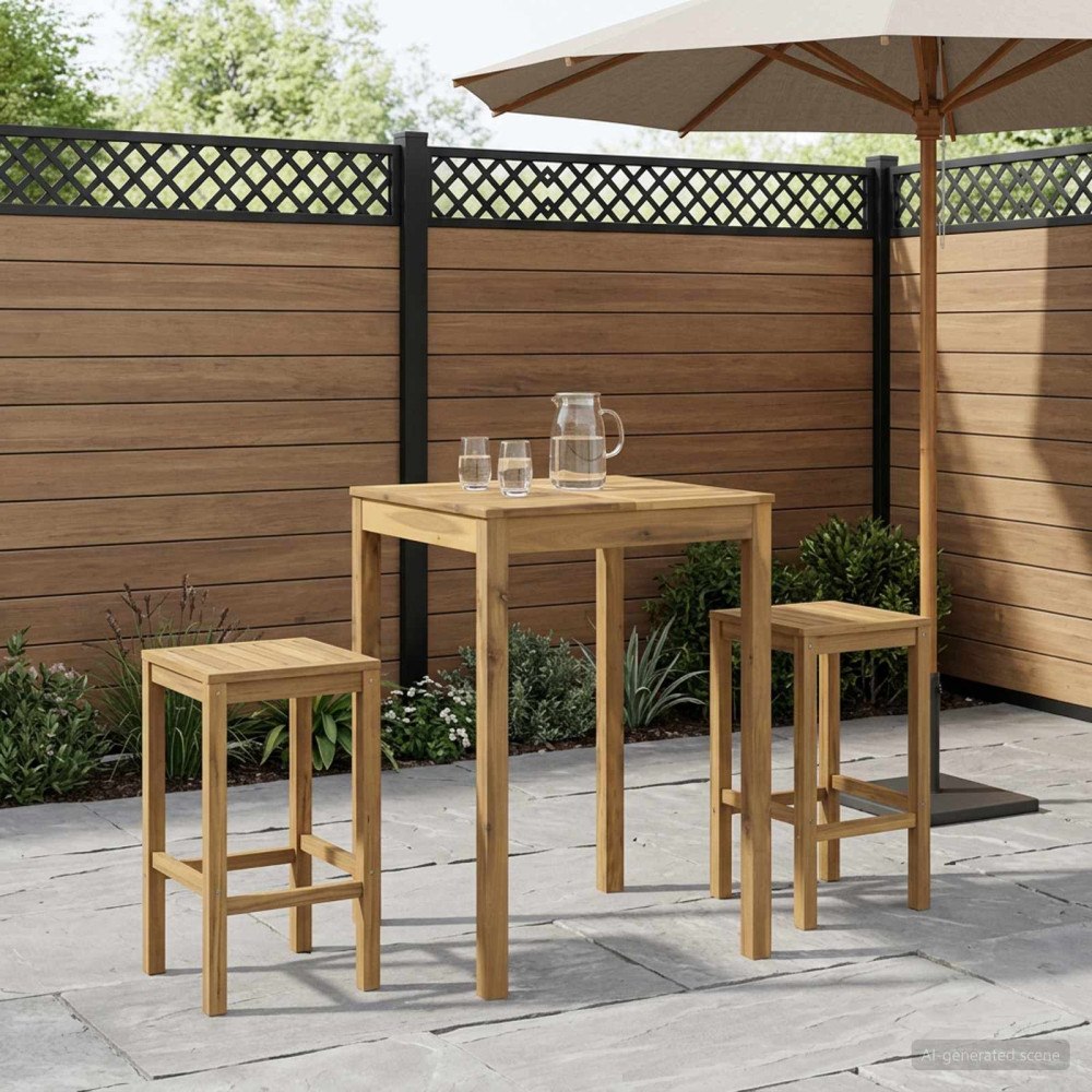 vidaXL Trädgård Bar Bord LAREN Vit tvätt 70 x 68,5 x 105 cm