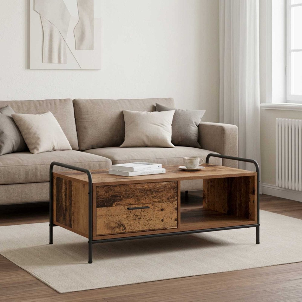 vidaXL Kaffeebord Gammalt trä 90 x 49 x 41 cm Konstruerat trä