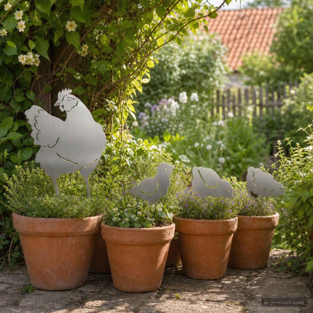 vidaXL Trädgårdspinne Set med 4 47,5 x 30 cm Rostfritt stål Silver