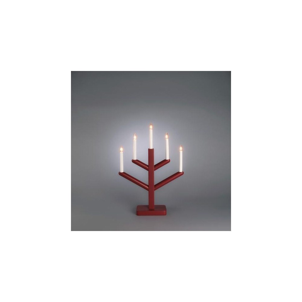 KONSTSMIDE Elljusstake 5 ljus 35x49cm trä röd