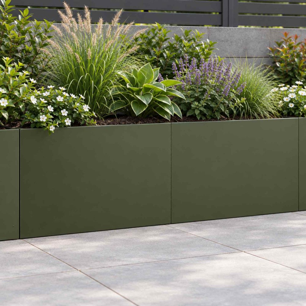 vidaXL Stödvägg 2 st 60 x 12 x 50 cm Stål Olivgrön
