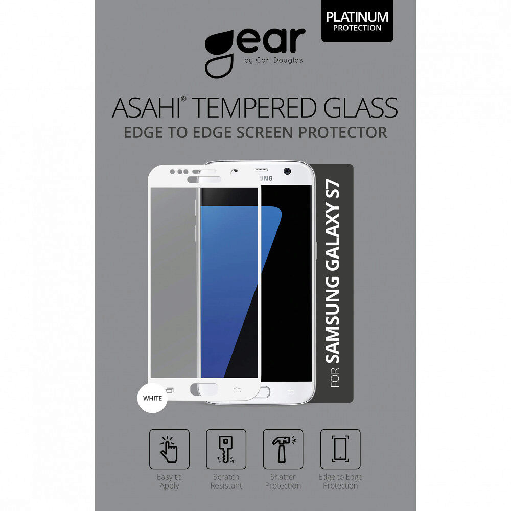 GEAR Härdat Glas 3D Full Cover Vit Samsung S7
