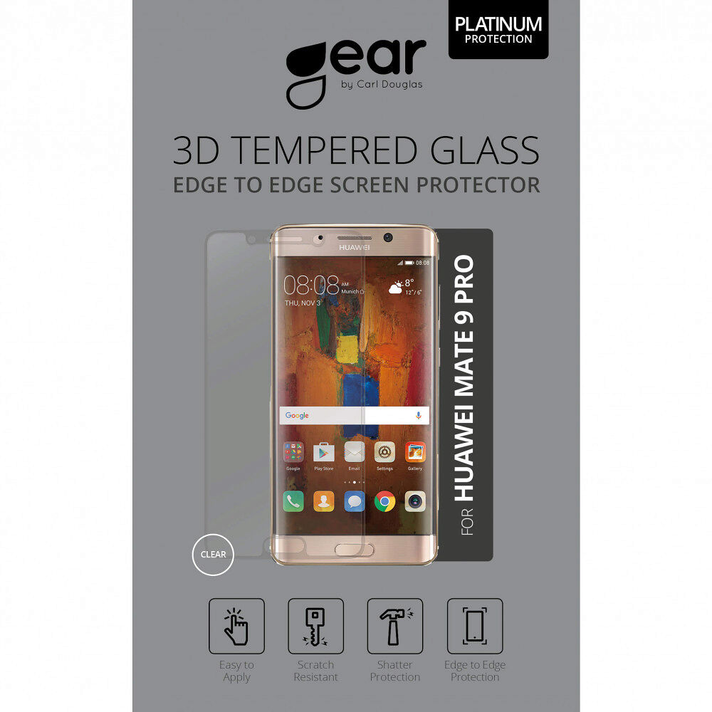 GEAR Härdat Glas 3D Full Cover Svart Huawei Mate 9 Pro