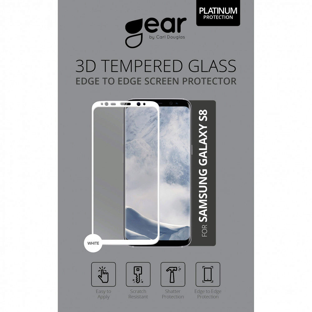 GEAR Härdat Glas 3D Full Cover Vit Samsung S8