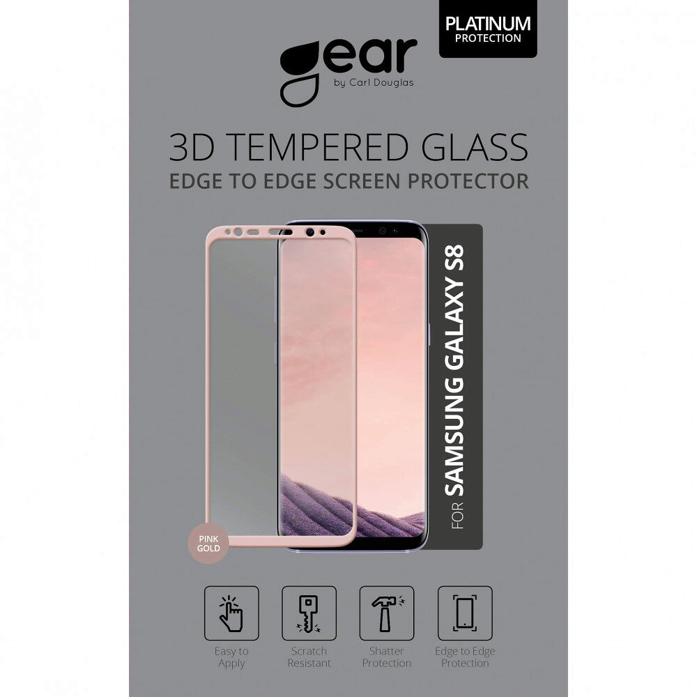 GEAR Härdat Glas 3D Full Cover Rosegold Samsung S8