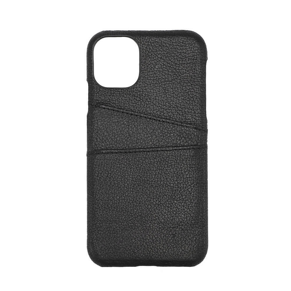 ONSALA COLLECTION Mobilskal Skinn Svart iPhone 12 Mini med Kortfack