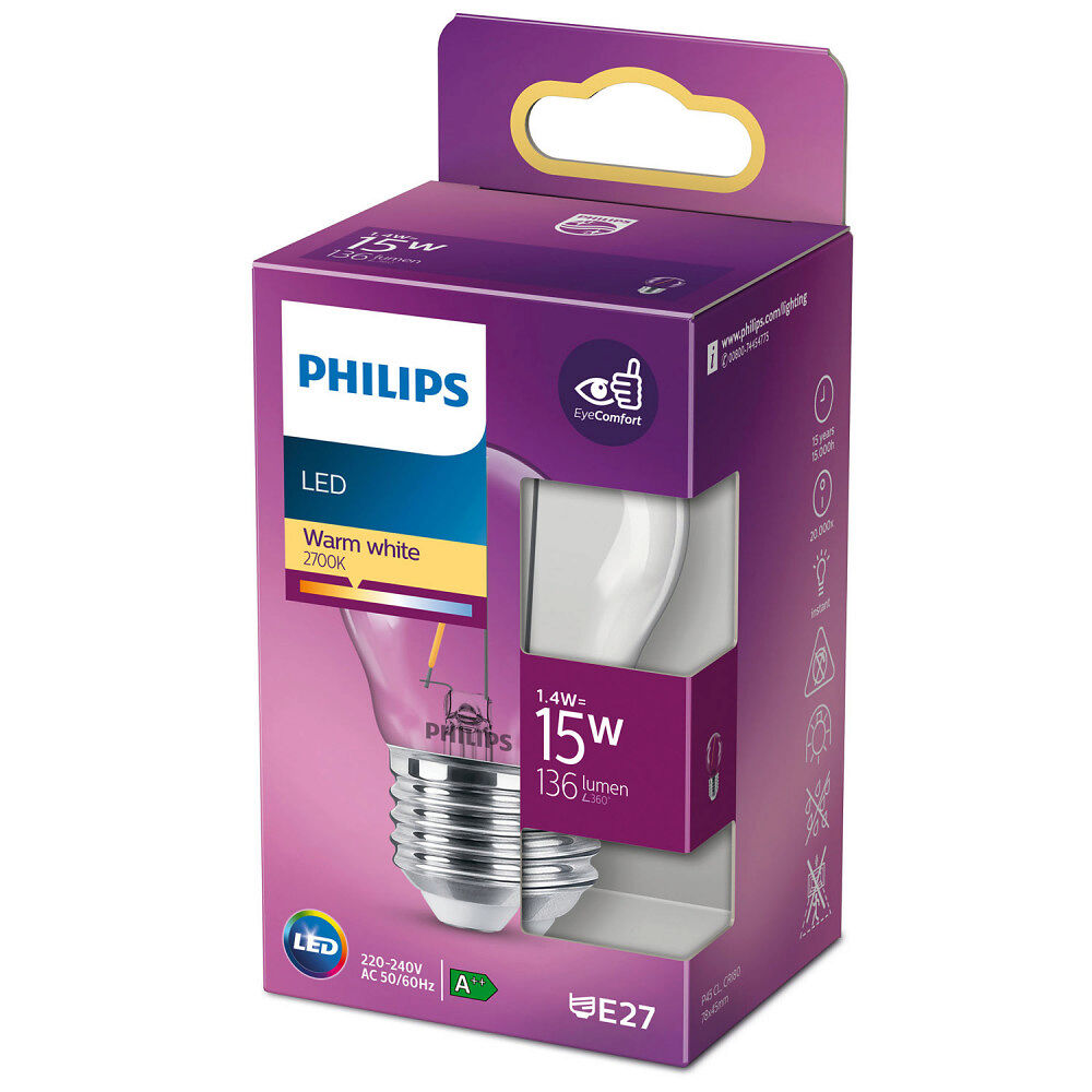 Philips LED E27 Klot 15W Klar 136lm