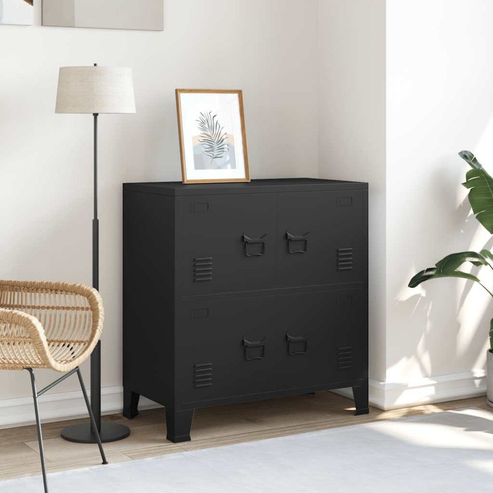 vidaXL Industriellt förvaringsskåp svart 75x40x80 cm stål