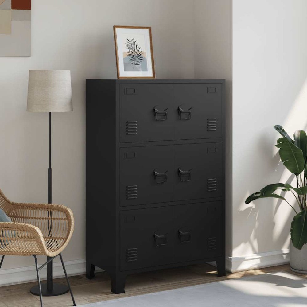 vidaXL Industriellt förvaringsskåp svart 75x40x120 cm stål
