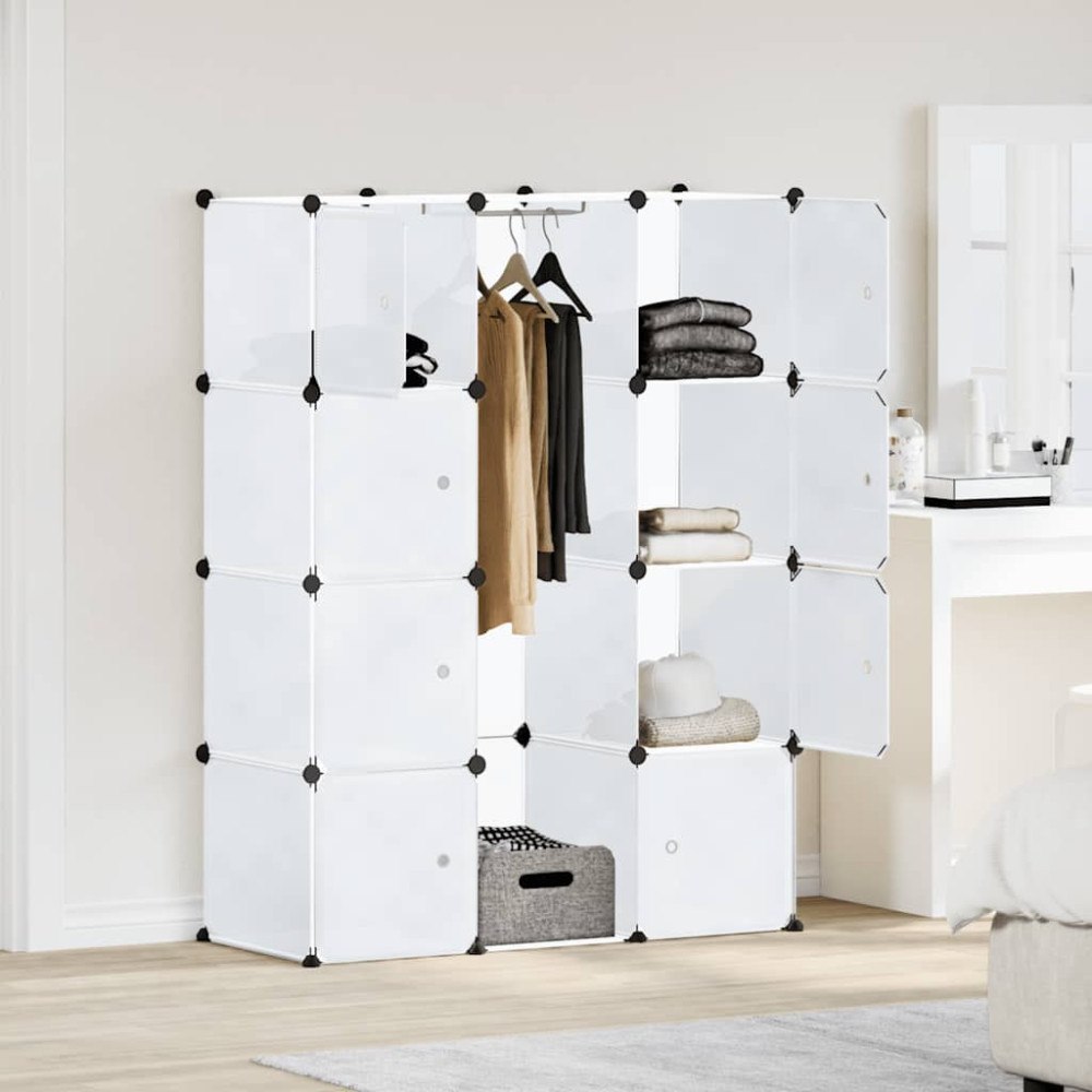 vidaXL Modulär garderob 9 fack 109x36,5x143 cm vit