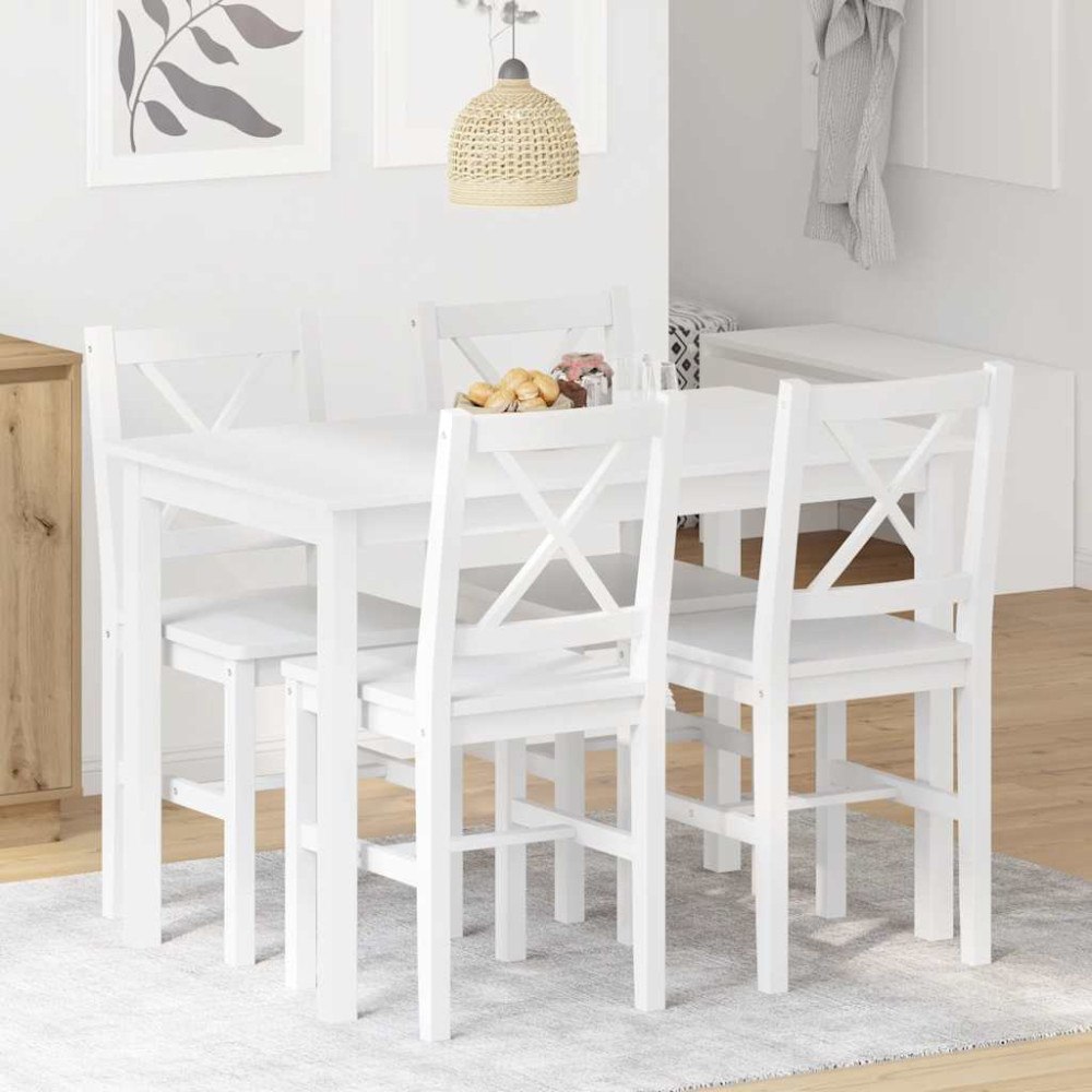 vidaXL Matgrupp 5 delar vit