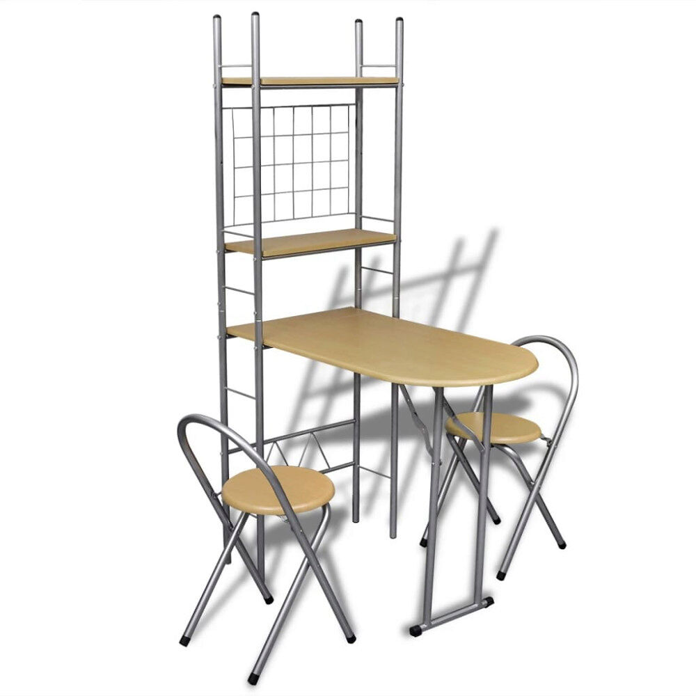 vidaXL Fällbart frukost bar set med 2 stolar