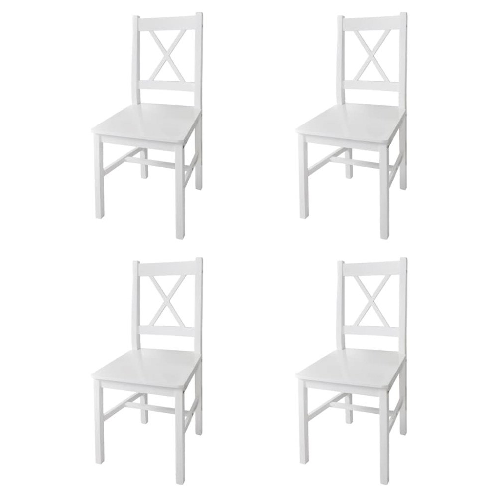 vidaXL Matstolar 4 s vit furu