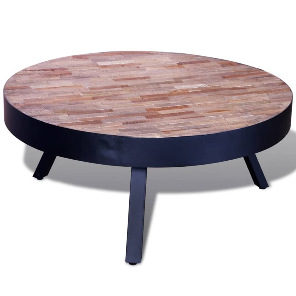 vidaXL Soffbord runt återvunnen teak