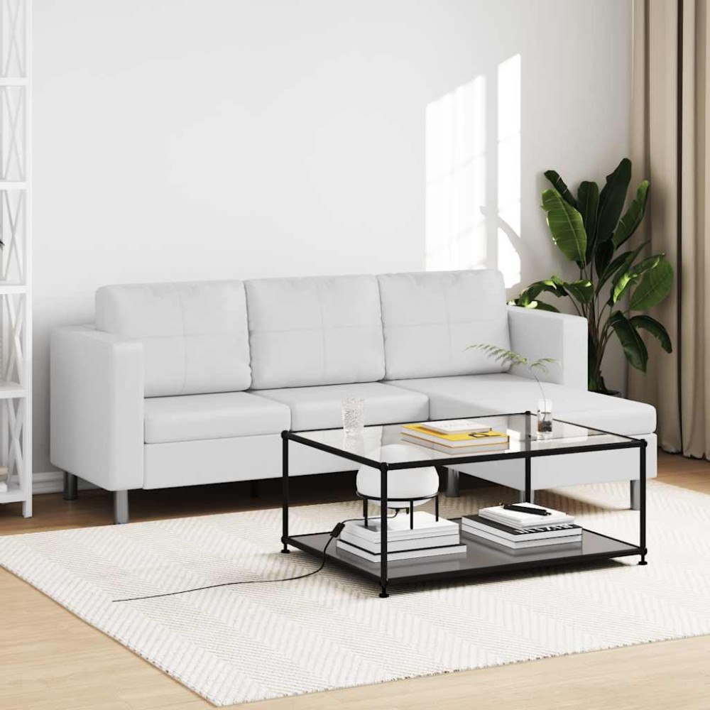 vidaXL Divansoffa 3-sits konstläder vit