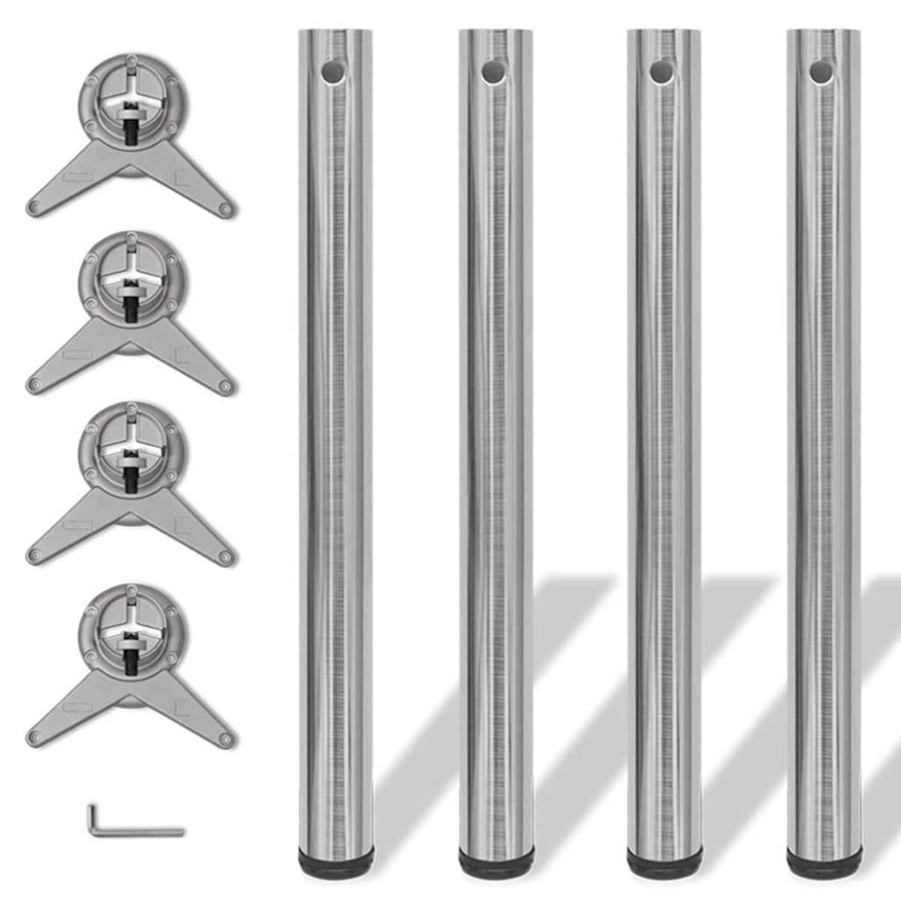 vidaXL Höjdjusterbara bordsben 4 st borstad nickel 710 mm