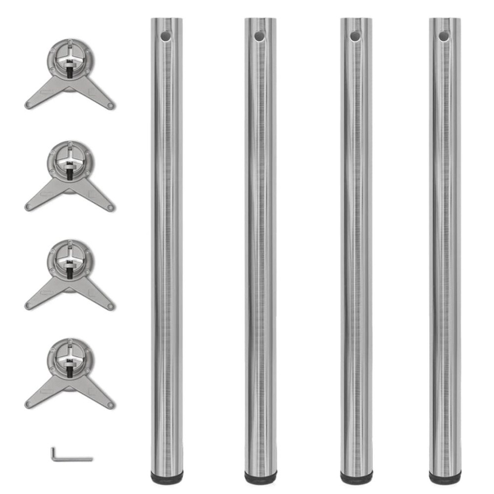 vidaXL Höjdjusterbara bordsben 4 st borstad nickel 870 mm