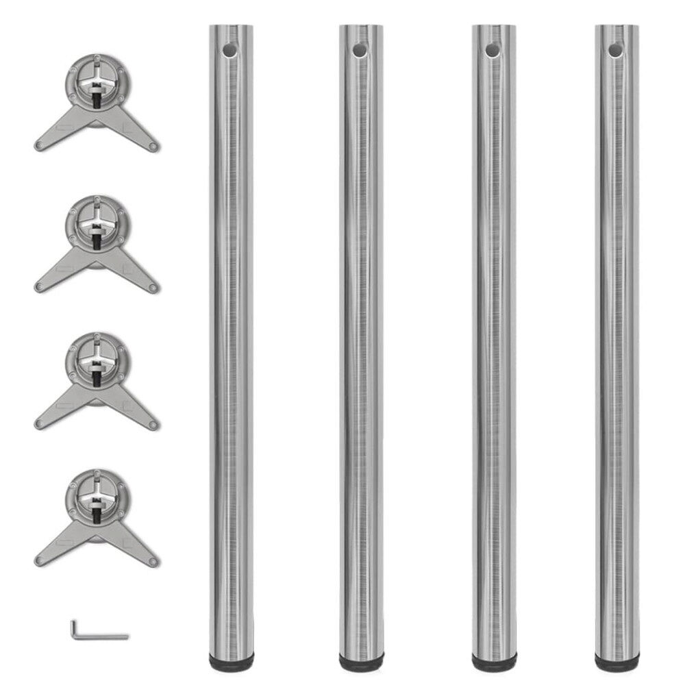 vidaXL Höjdjusterbara bordsben 4 st borstad nickel 870 mm