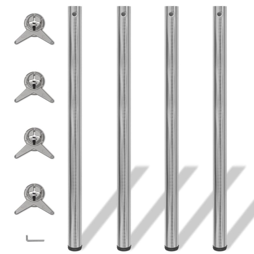 vidaXL Höjdjusterbara bordsben 4 st borstad nickel 1100 mm