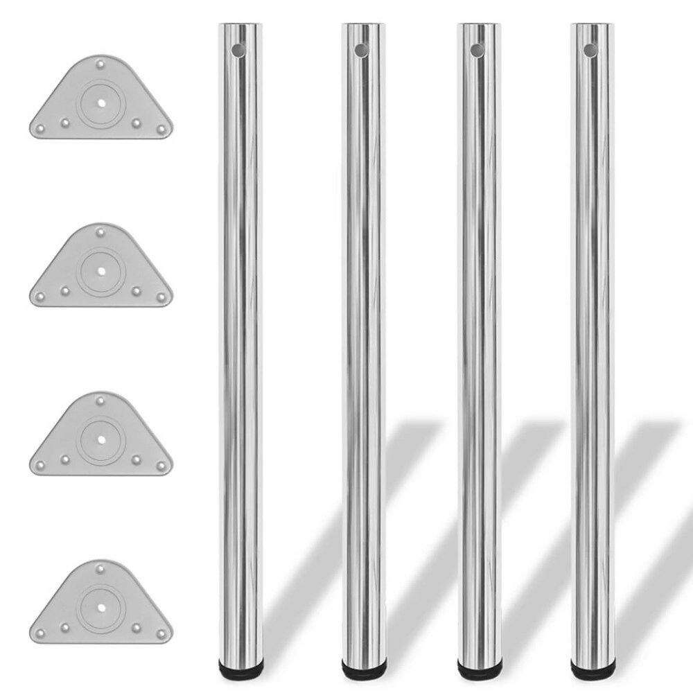 vidaXL 4 Höjdjusterbara bordsben i krom 870 mm