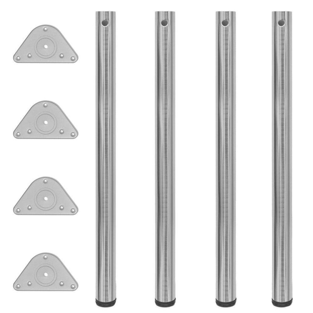 vidaXL Höjdjusterbara bordsben 4 st borstad nickel 870 mm