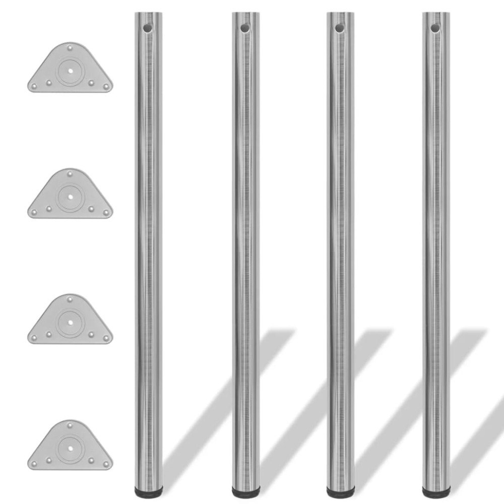 vidaXL Höjdjusterbara bordsben 4 st borstad nickel 1100 mm