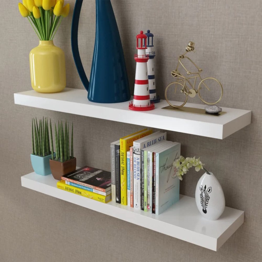 vidaXL 2 Flytande vägghyllor i MDF 80x20x3,8 cm vit
