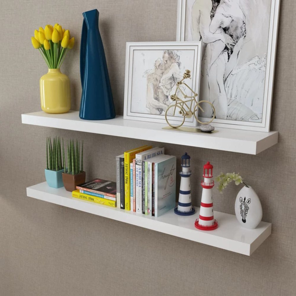 vidaXL 2 Flytande vägghyllor i MDF 100x20x3,8 cm vit