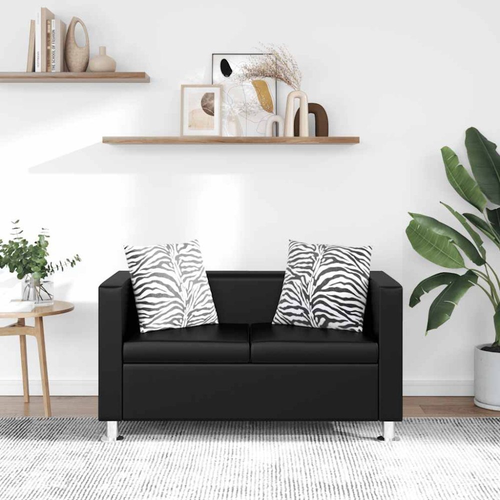 vidaXL Soffa 2-sits konstläder svart