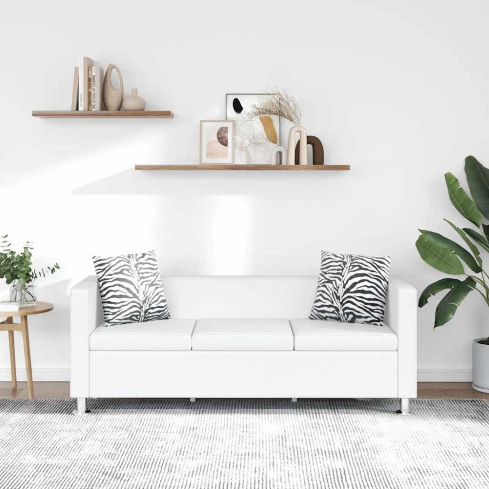 vidaXL Soffa 3-sits konstläder vit