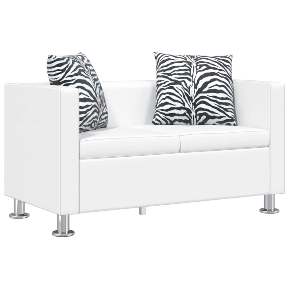 vidaXL Soffa 2-sits konstläder vit