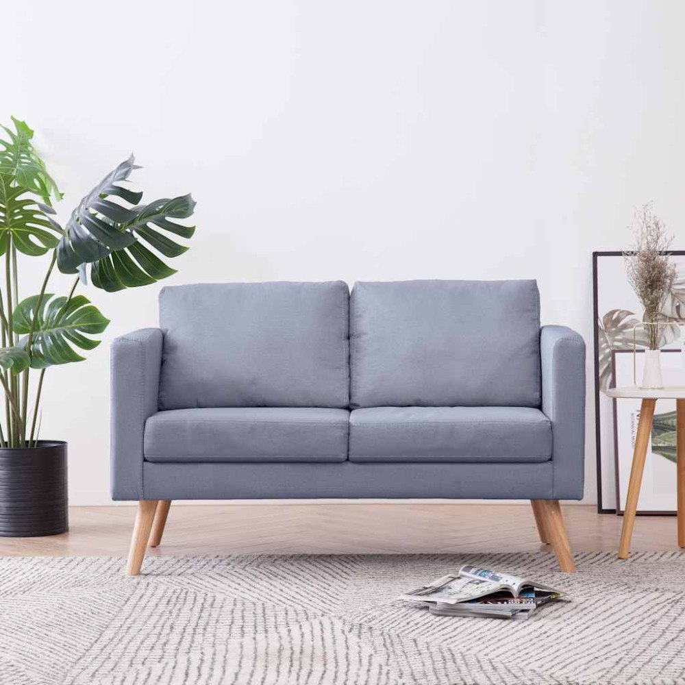 vidaXL Soffa 2-sits tyg ljusgrå
