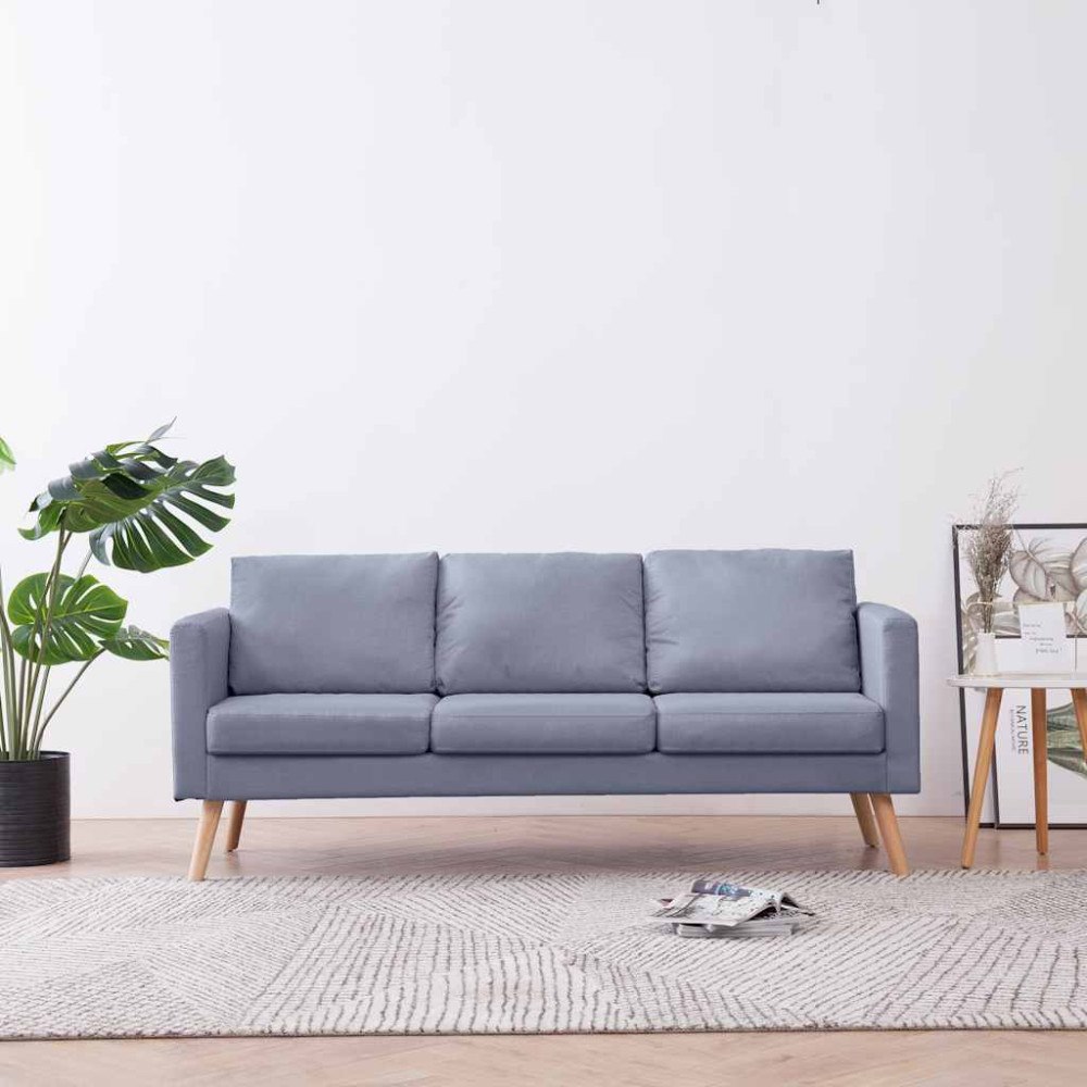 vidaXL Soffa 3-sits i tyg ljusgrå