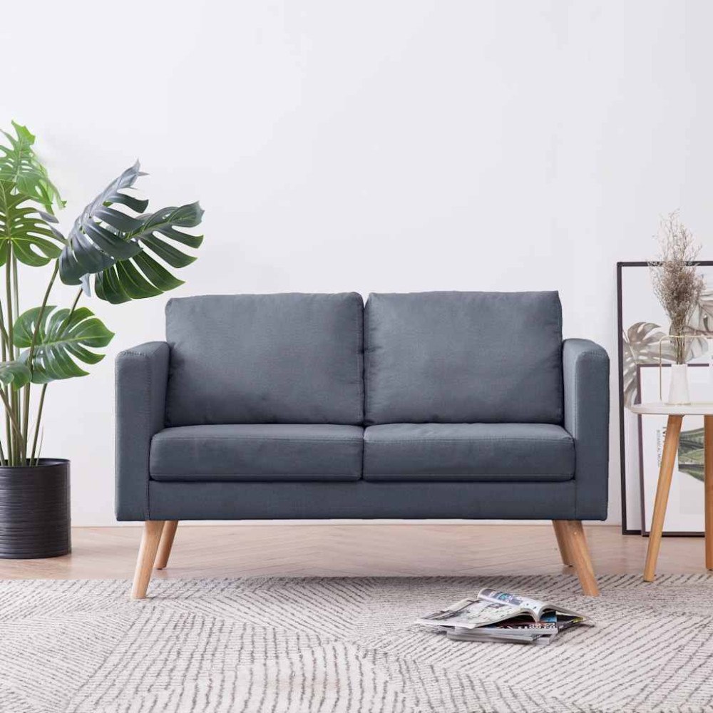 vidaXL Soffa 2-sits tyg mörkgrå