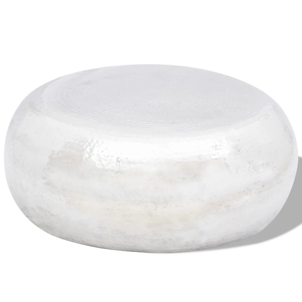 vidaXL Soffbord av hamrad aluminium silver