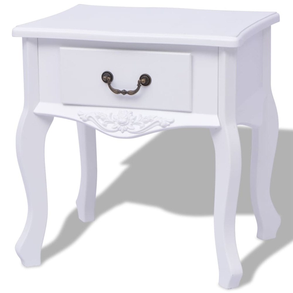 vidaXL Nattduksbord MDF vit