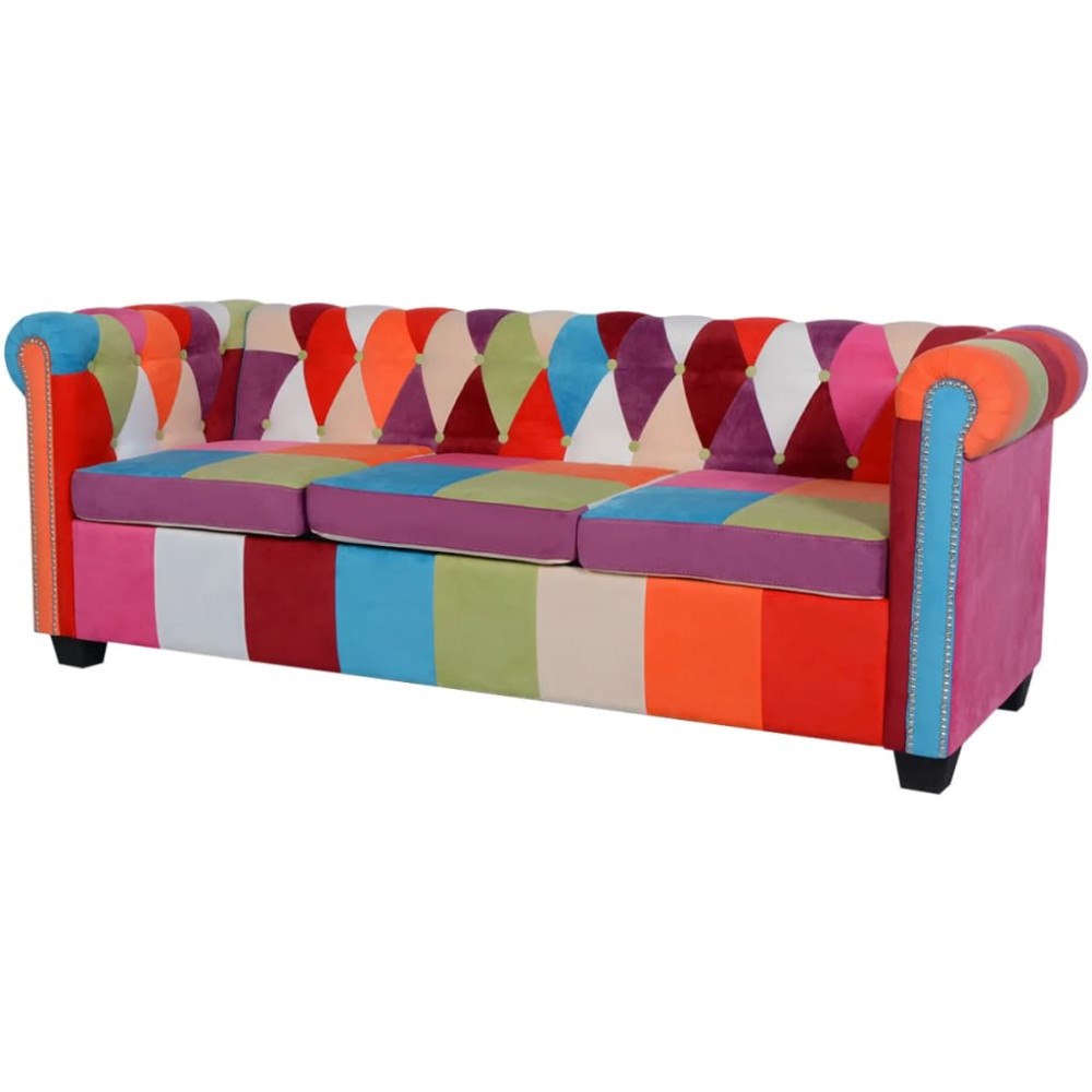 vidaXL Soffa Chesterfield 3-sits tyg