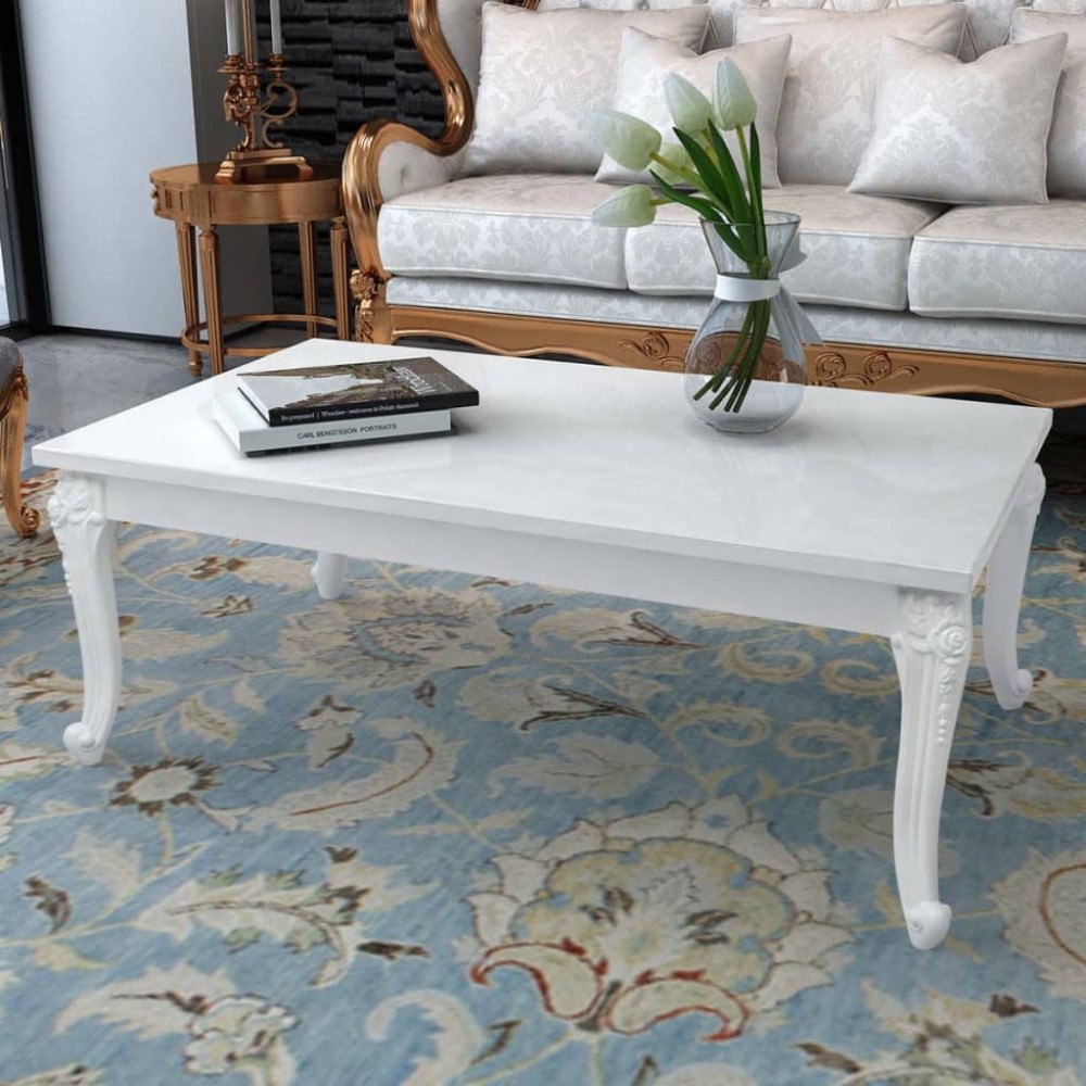 vidaXL Soffbord 115x65x42 cm högglans vit