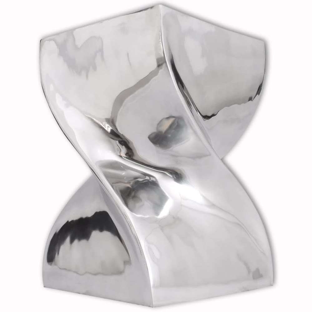 vidaXL Pall/sidobord vriden form aluminium silver