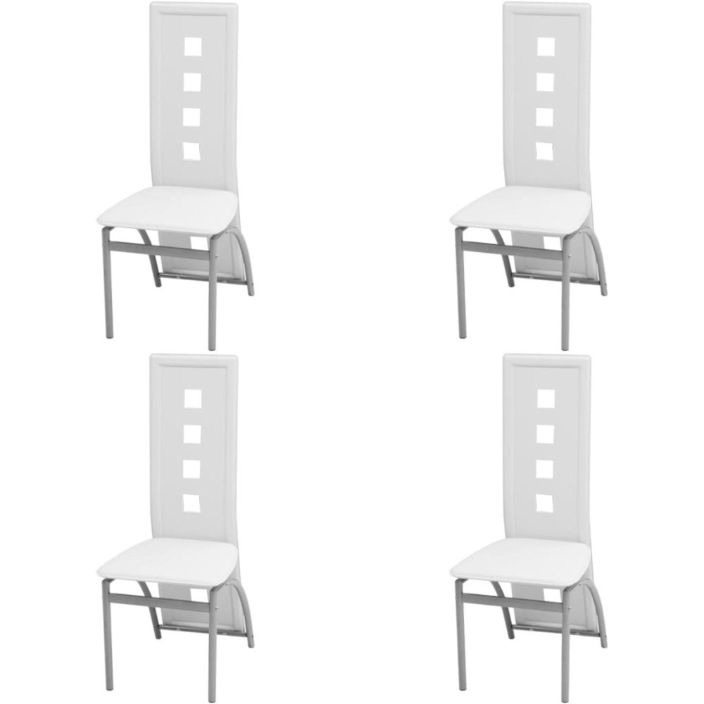 vidaXL Matstolar 4 st vit konstläder